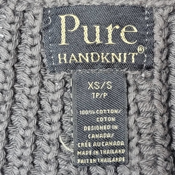 Pure Women's Hand Knit Open Front Cardigan Sweater Dark Gray Size XS - Picture 11 of 12